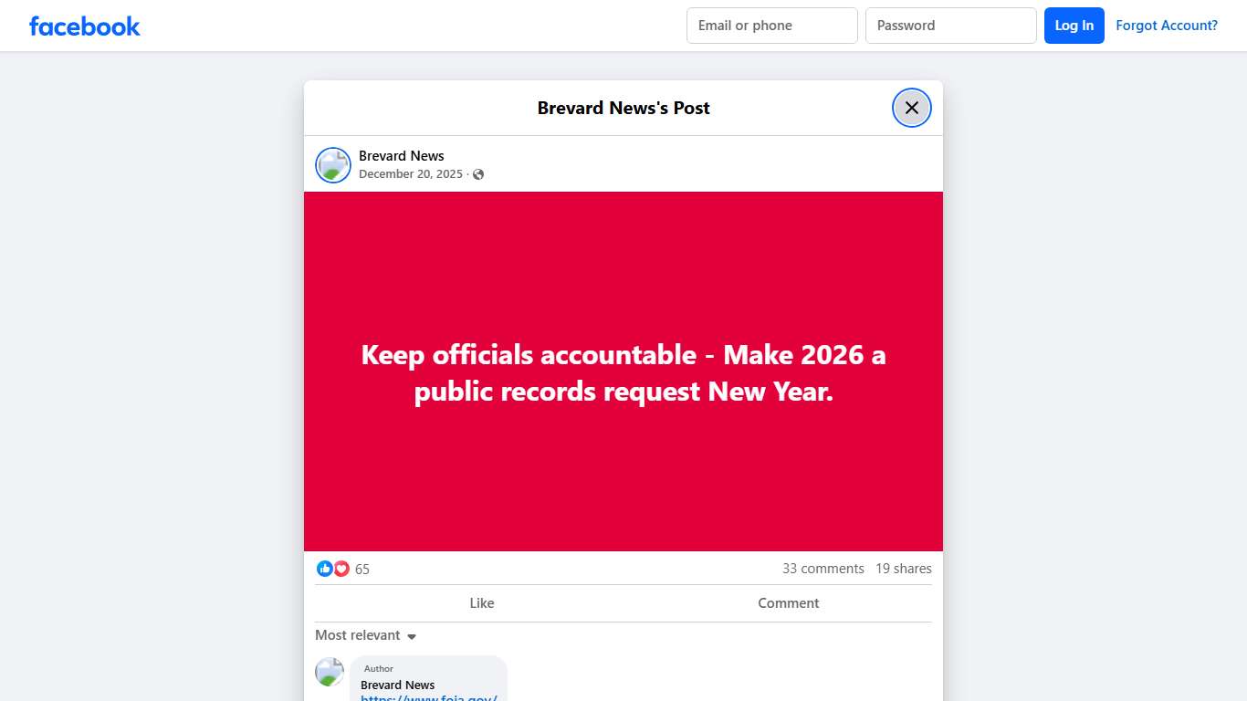 Brevard News - Keep officials accountable - Make 2026 a... Facebook