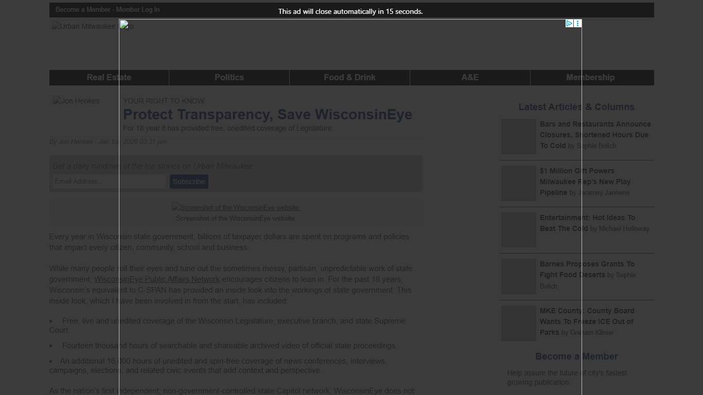 Your Right to Know: Protect Transparency, Save WisconsinEye » Urban Milwaukee