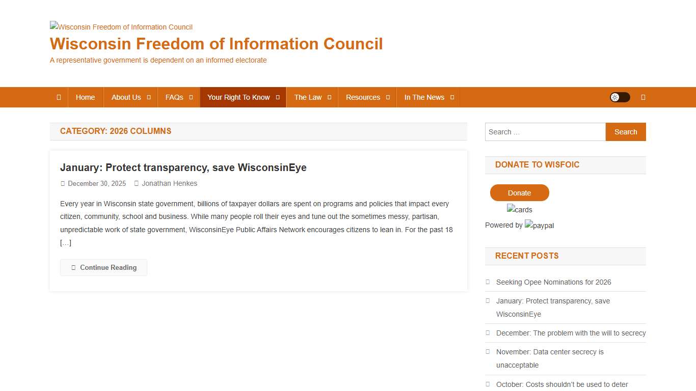 2026 Columns – Wisconsin Freedom of Information Council